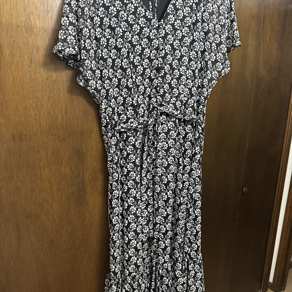 Calvin Klein Black and White Tie Front Dress